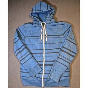 Zoo York Y2K Sherpa Lined Hoodie Medium Full Zip Sweatshirt Gray Blue Black